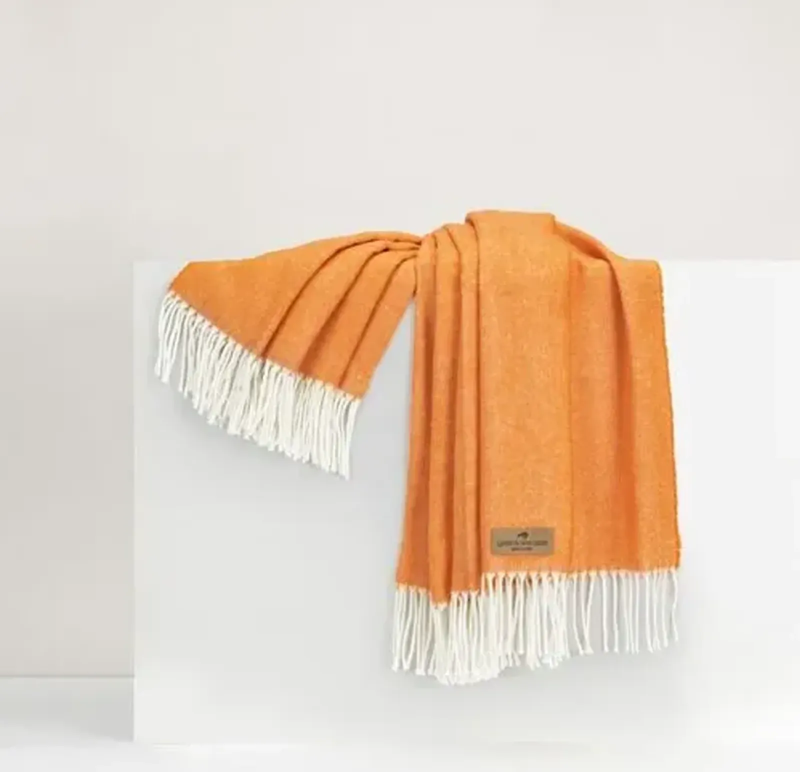 Herringbone Throw - Lands Downunder - Orange - Lightweight, Soft, Warm, Fringed