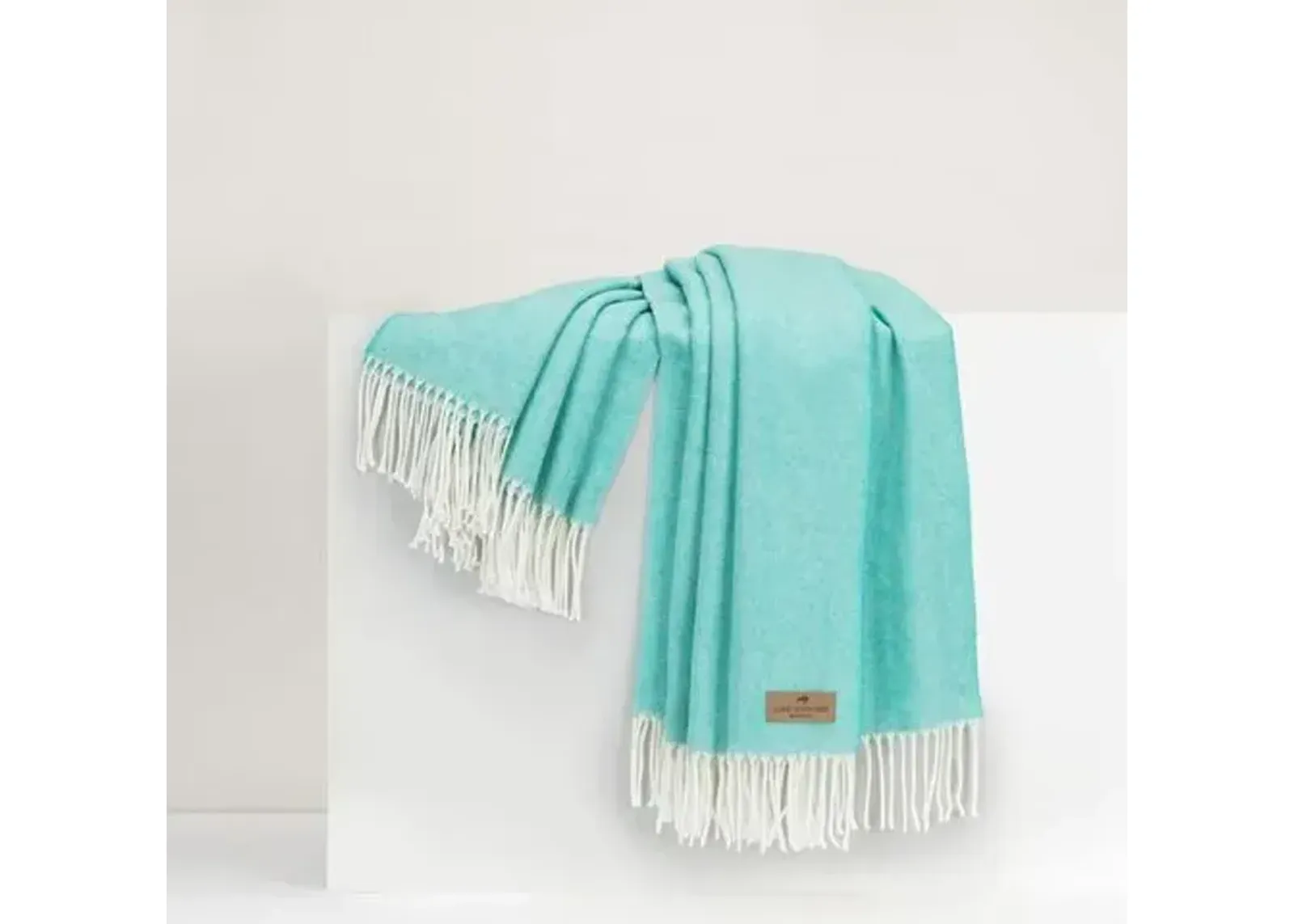 Herringbone Throw - Lands Downunder - Blue - Lightweight, Soft, Warm, Fringed