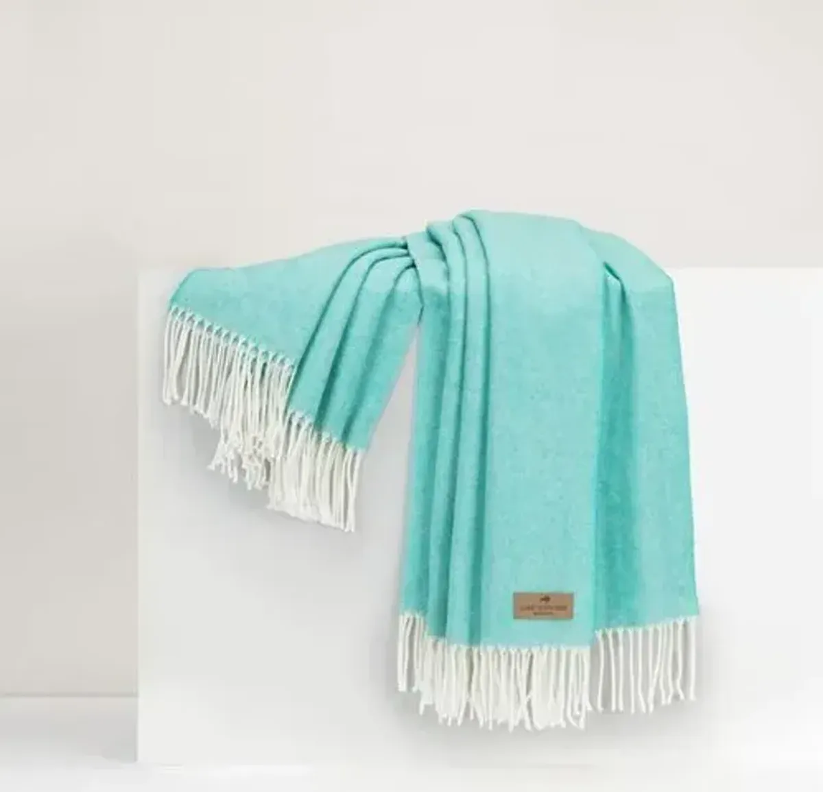 Herringbone Throw - Lands Downunder - Blue - Lightweight, Soft, Warm, Fringed