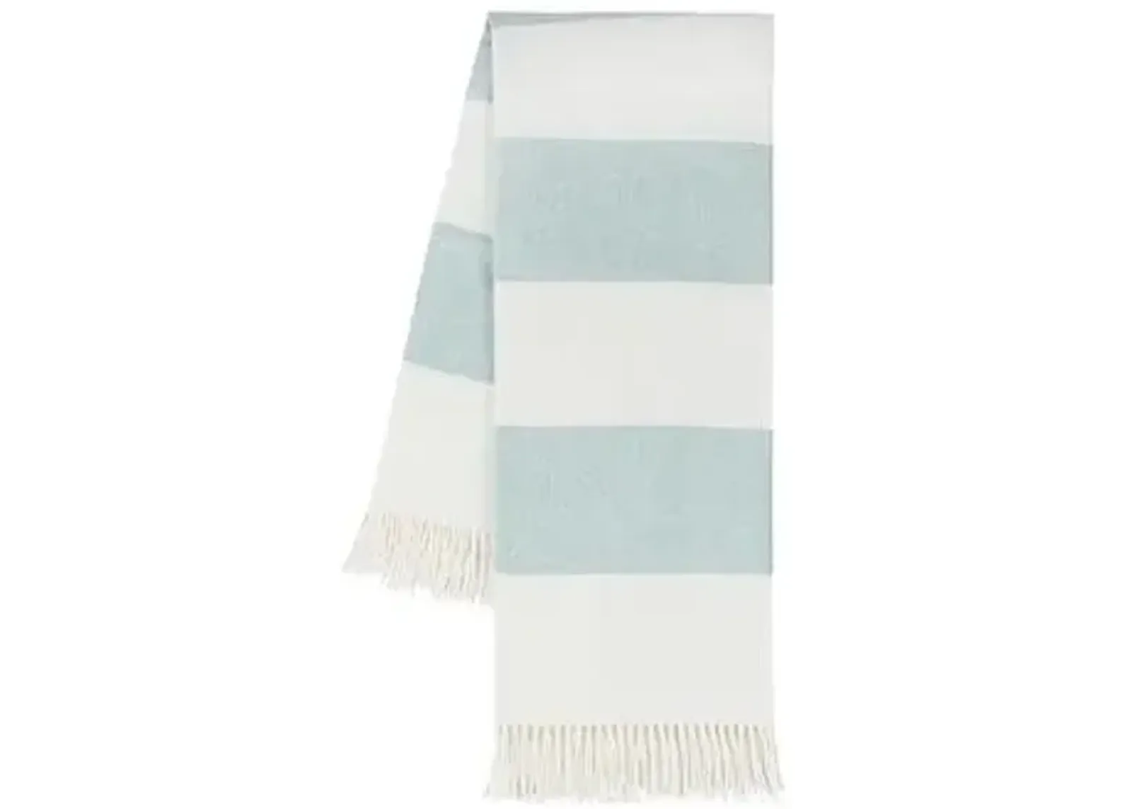 Rugby Stripe Throw - Lands Downunder - Blue - Blue, Fringed