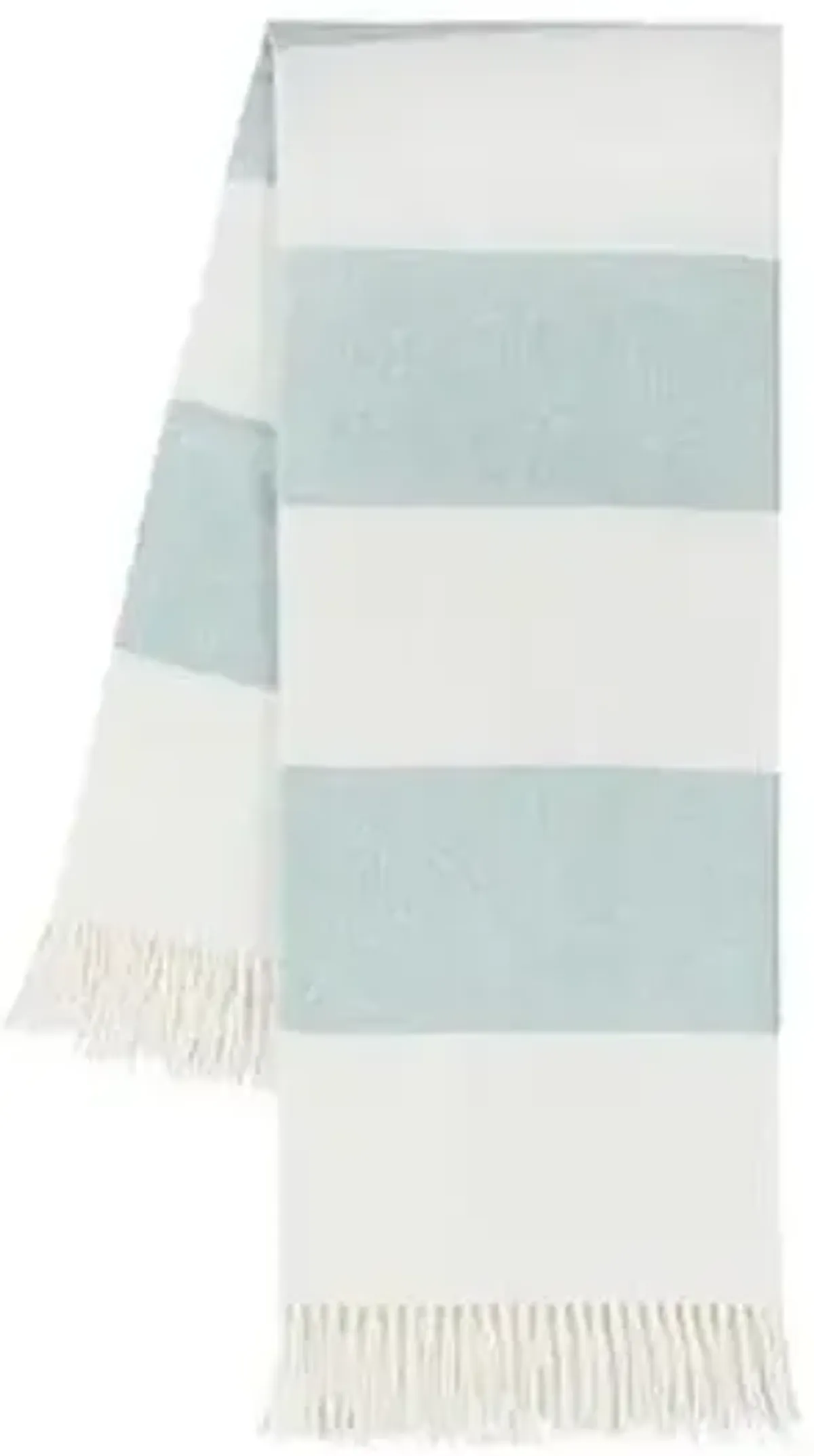 Rugby Stripe Throw - Lands Downunder - Blue - Blue, Fringed