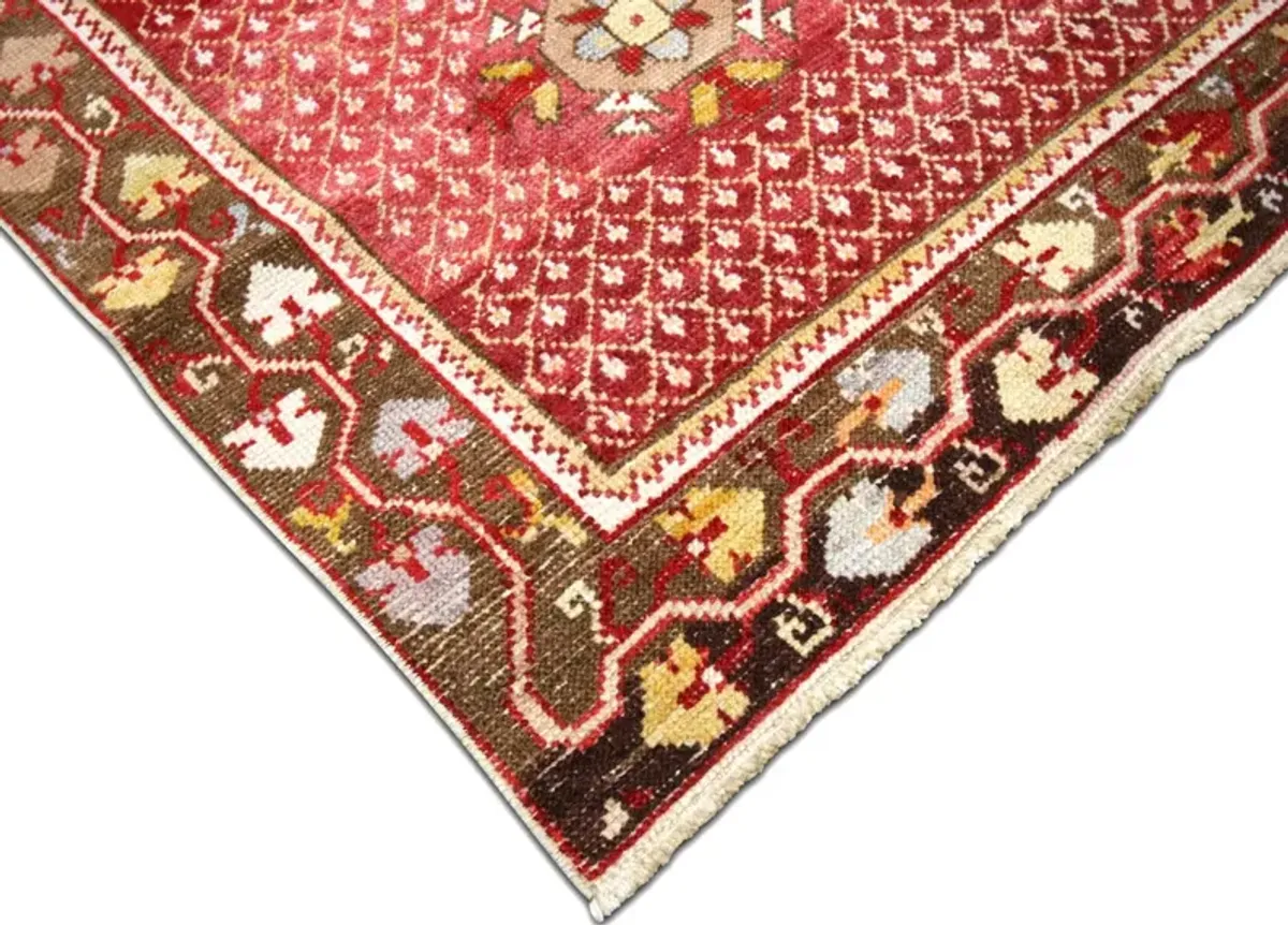 1960s Turkish Oushak Rug - 3'11" x 7'4" - Nalbandian - Red - Red