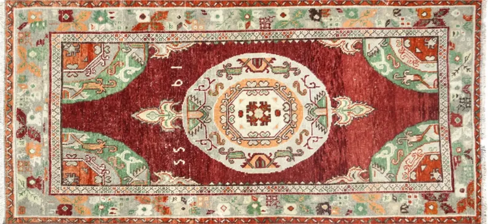 1960s Turkish Oushak Rug - 3'7" x 7'5" - Nalbandian - Red - Red