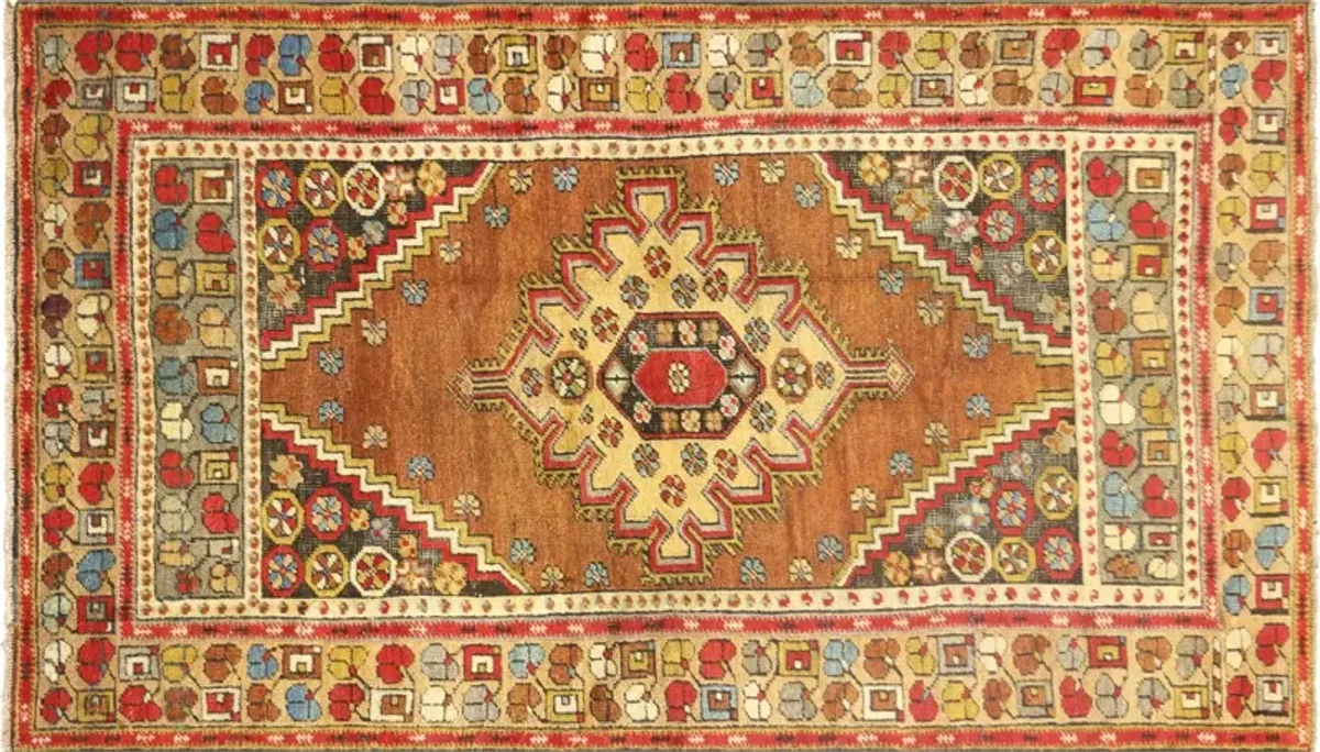 1960s Turkish Oushak Rug - 3'10" x 6'9" - Nalbandian - orange - orange