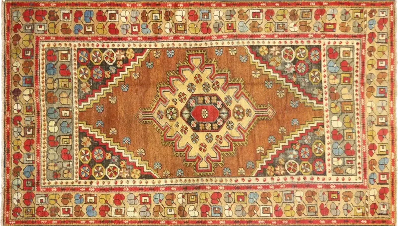 1960s Turkish Oushak Rug - 3'10" x 6'9" - Nalbandian - orange - orange