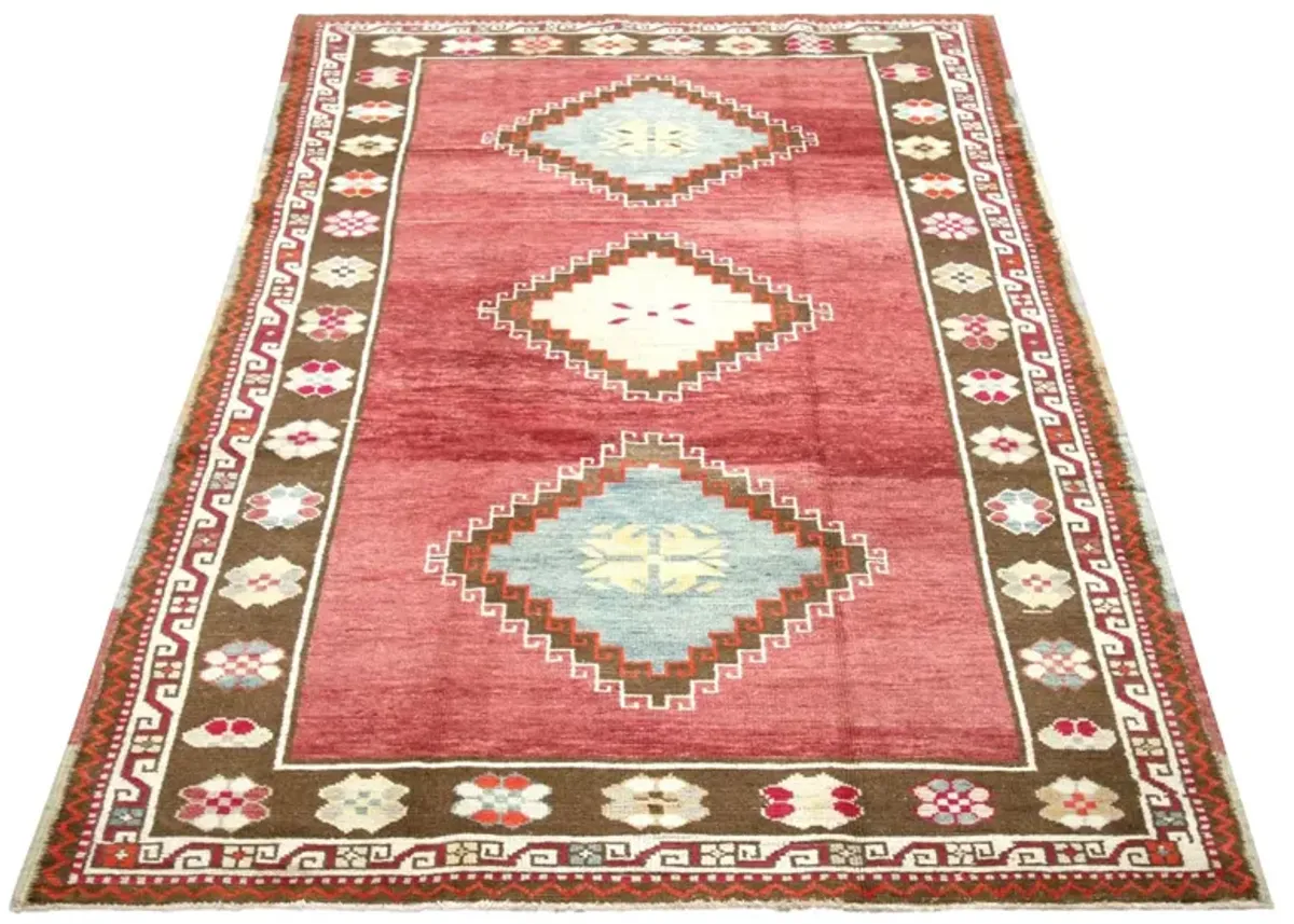 1960s Turkish Oushak Rug - 4'6" x 8'5" - Nalbandian - Red - Red