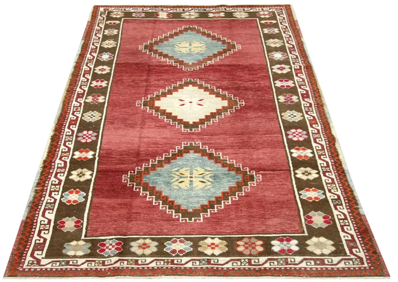 1960s Turkish Oushak Rug - 4'6" x 8'5" - Nalbandian - Red - Red