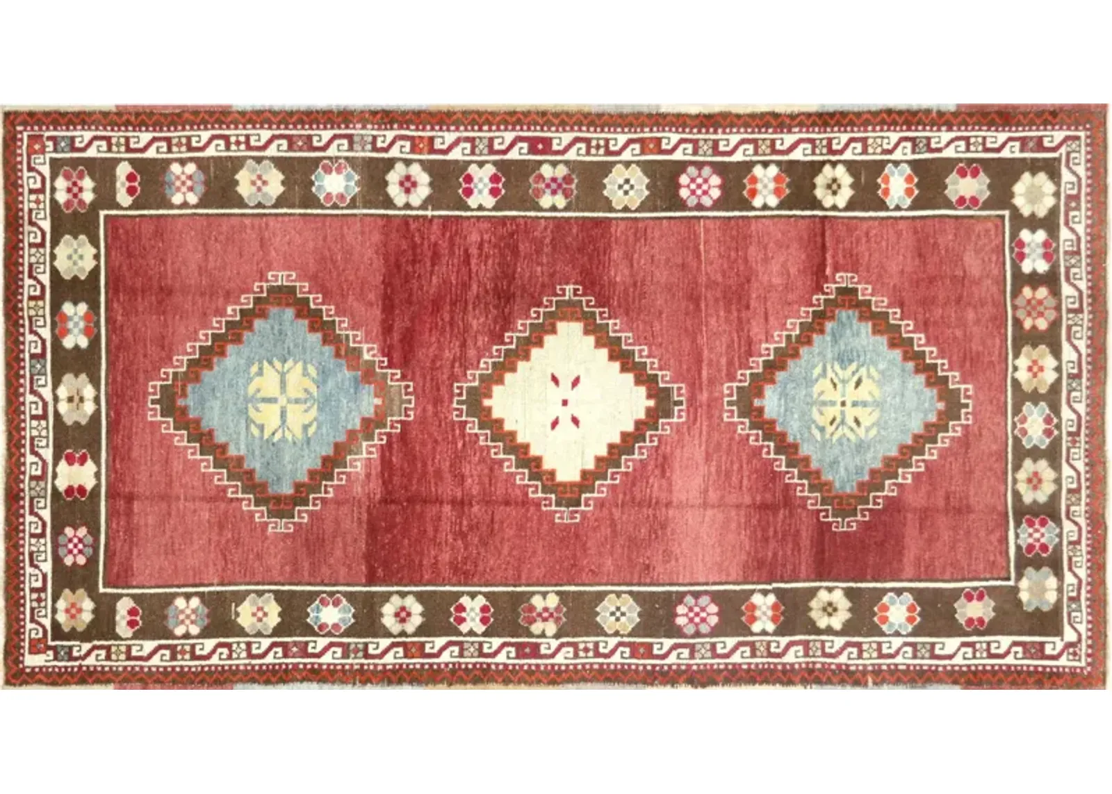 1960s Turkish Oushak Rug - 4'6" x 8'5" - Nalbandian - Red - Red