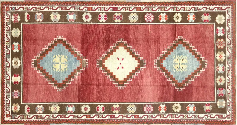 1960s Turkish Oushak Rug - 4'6" x 8'5" - Nalbandian - Red - Red