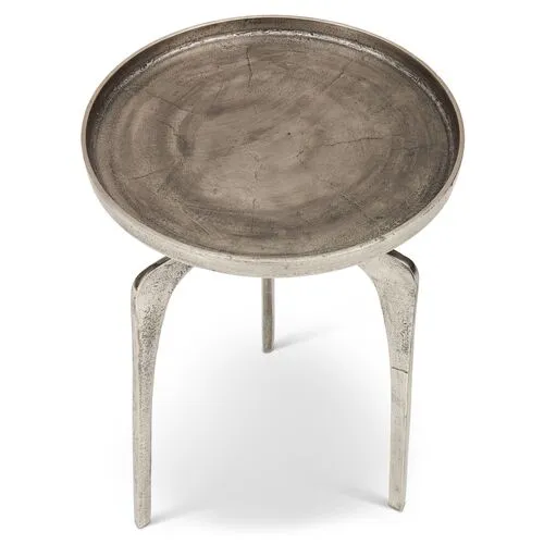 Lisette End Table - Antiqued Silver - Handcrafted