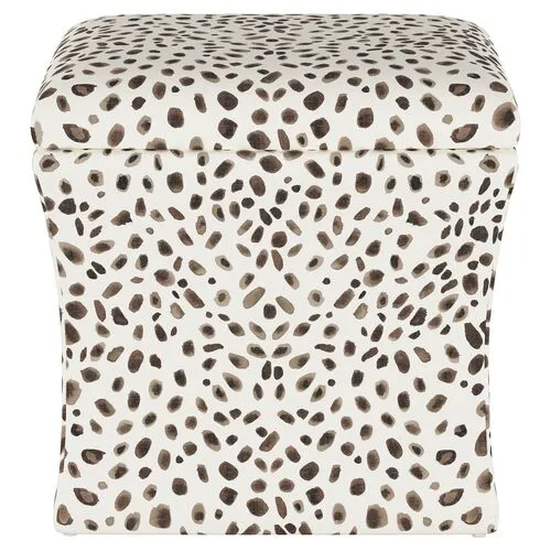 Maria Storage Ottoman - Cheetah - Handcrafted - Gray