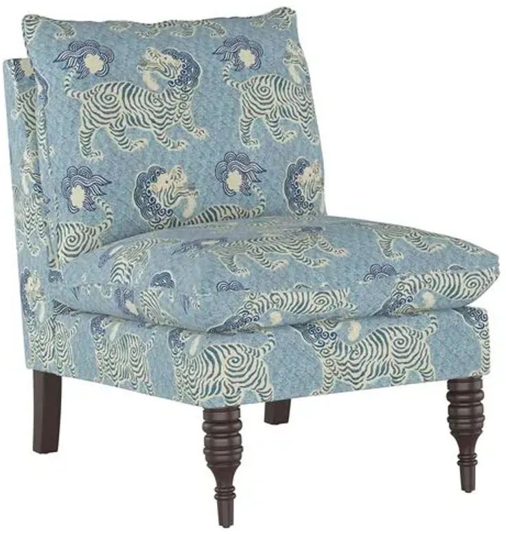 Daphne Slipper Chair - Lion Blue - Handcrafted