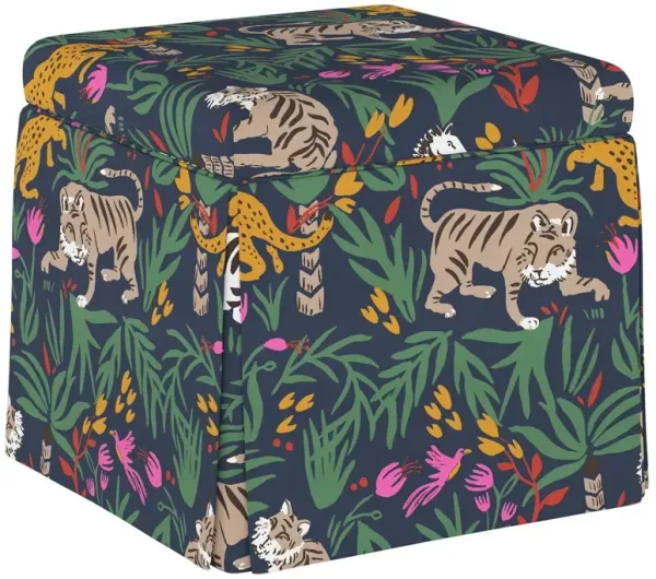 Anne Skirted Storage Ottoman, Safari