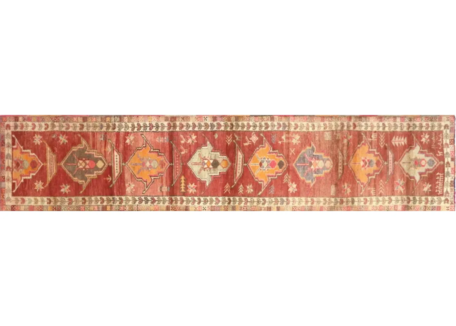 1960s Turkish Oushak Runner - 2'10"x13'6" - Nalbandian - Orange