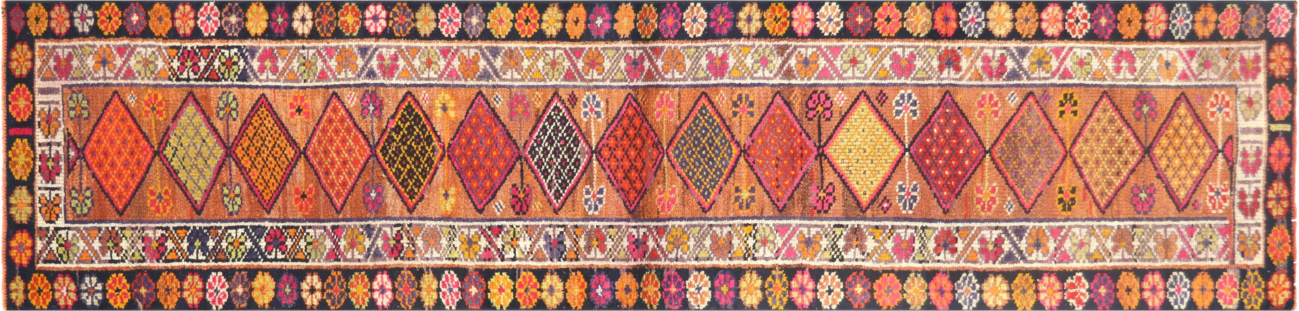 1960s Turkish Oushak Runner - 2'8" x11'1" - Nalbandian - Orange