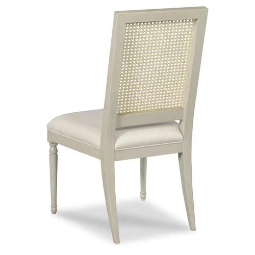 Mariana Cane Side Chair - Graystone/Natural Linen - Beige