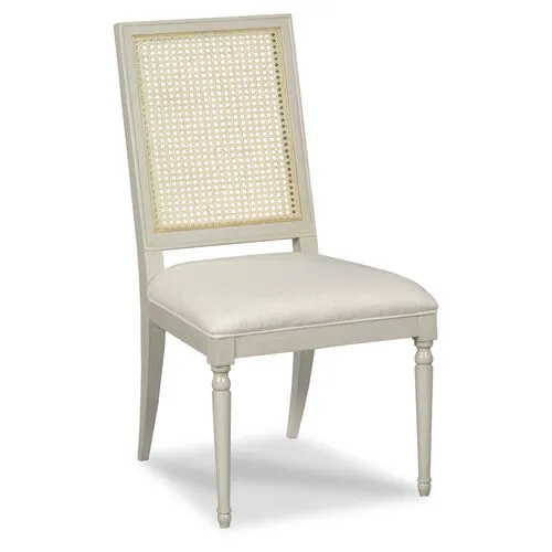 Mariana Cane Side Chair - Graystone/Natural Linen - Beige