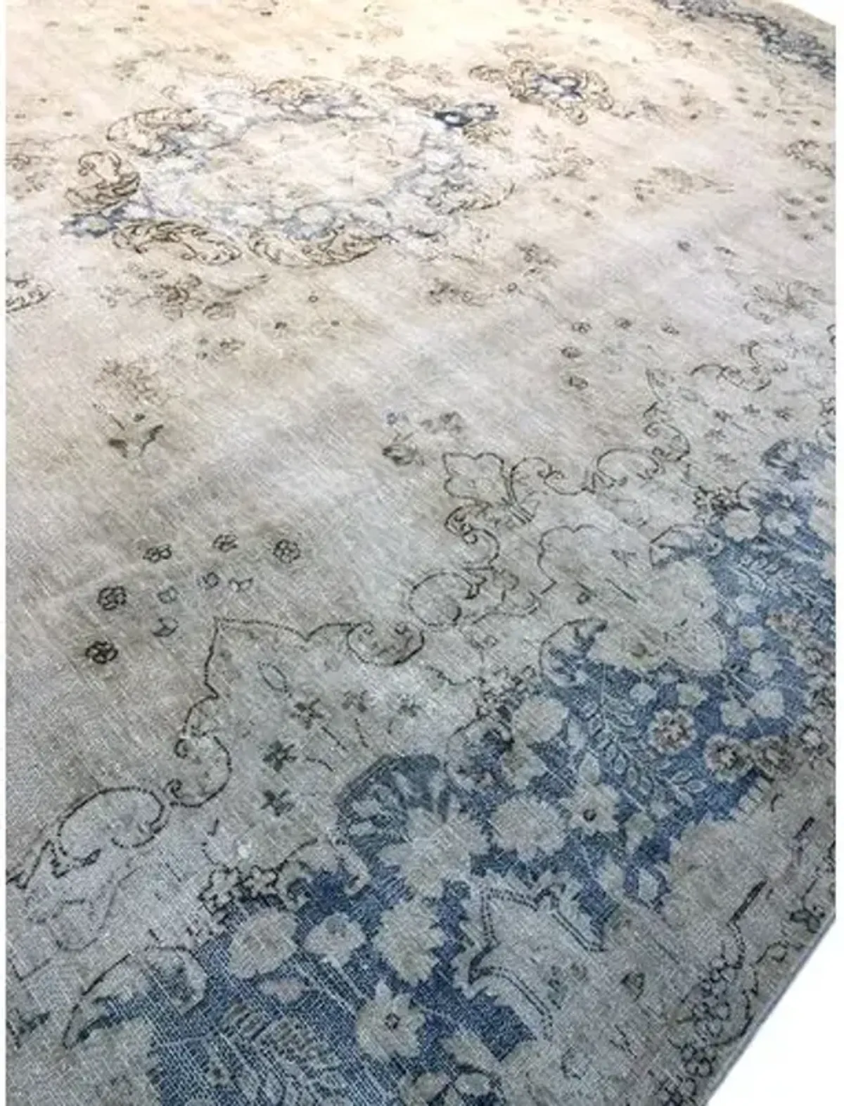 9'6"x12'6" Yigal Hand-Knotted Rug - Ivory/Blue - F.J. Kashanian - Ivory