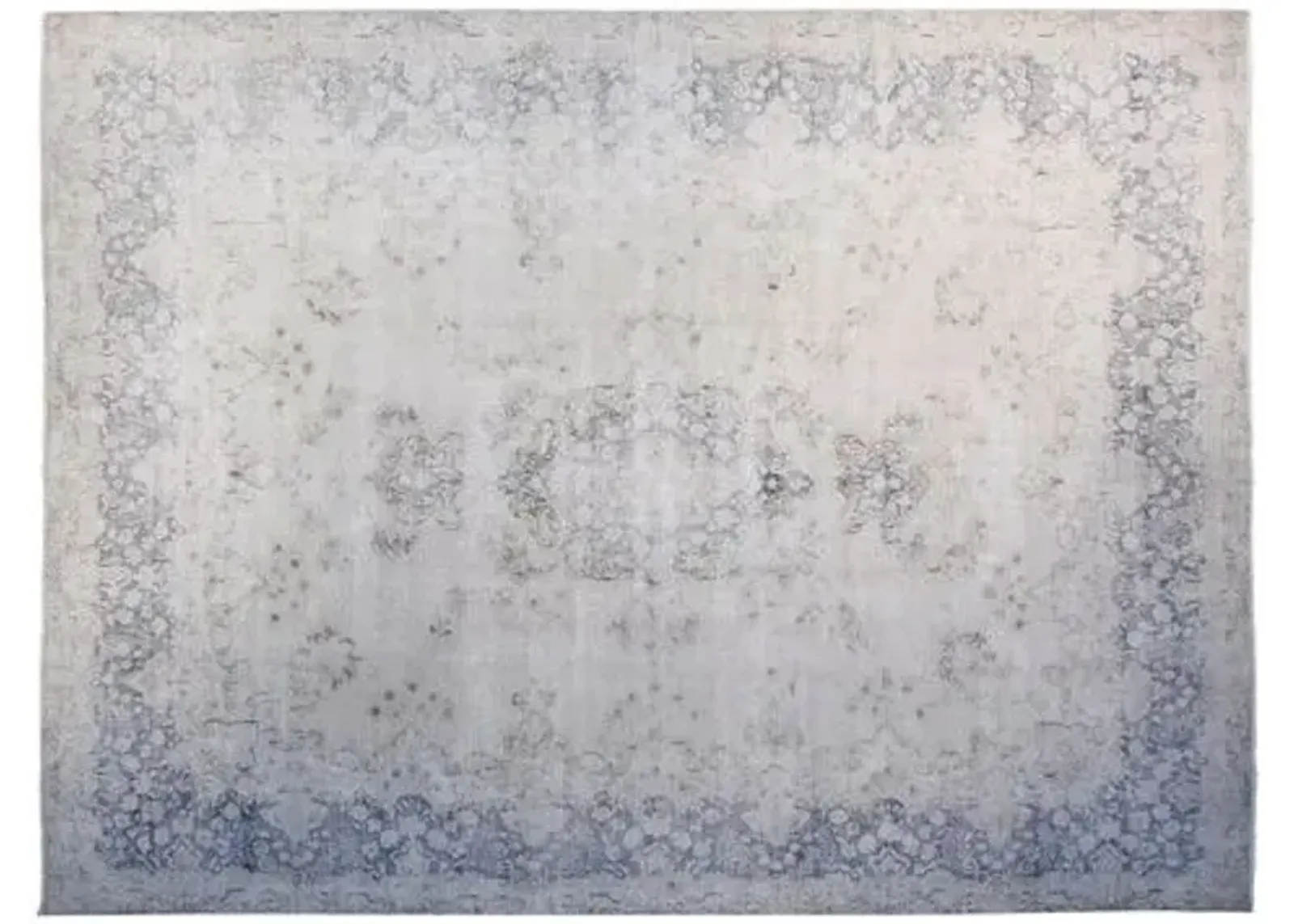 9'6"x12'6" Yigal Hand-Knotted Rug - Ivory/Blue - F.J. Kashanian - Ivory