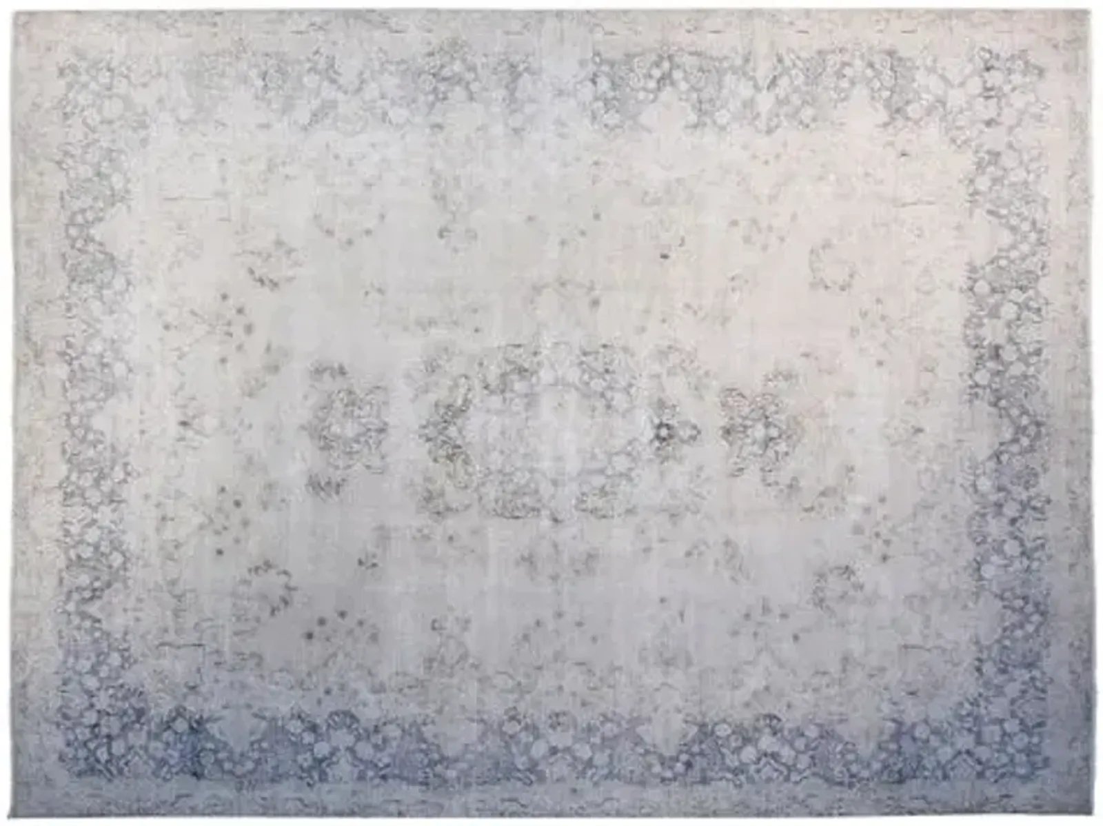 9'6"x12'6" Yigal Hand-Knotted Rug - Ivory/Blue - F.J. Kashanian - Ivory