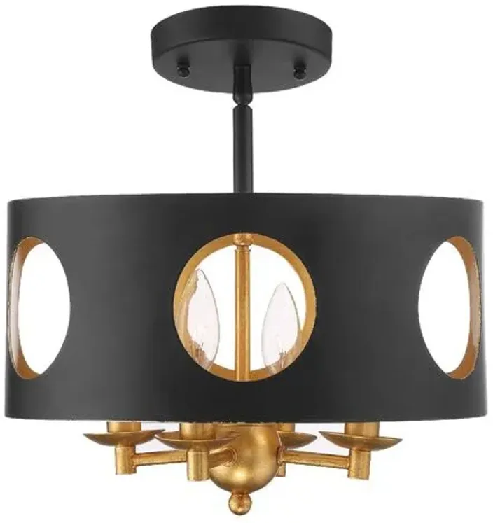 Odelle Flush Mount - Matte Black - Crystorama