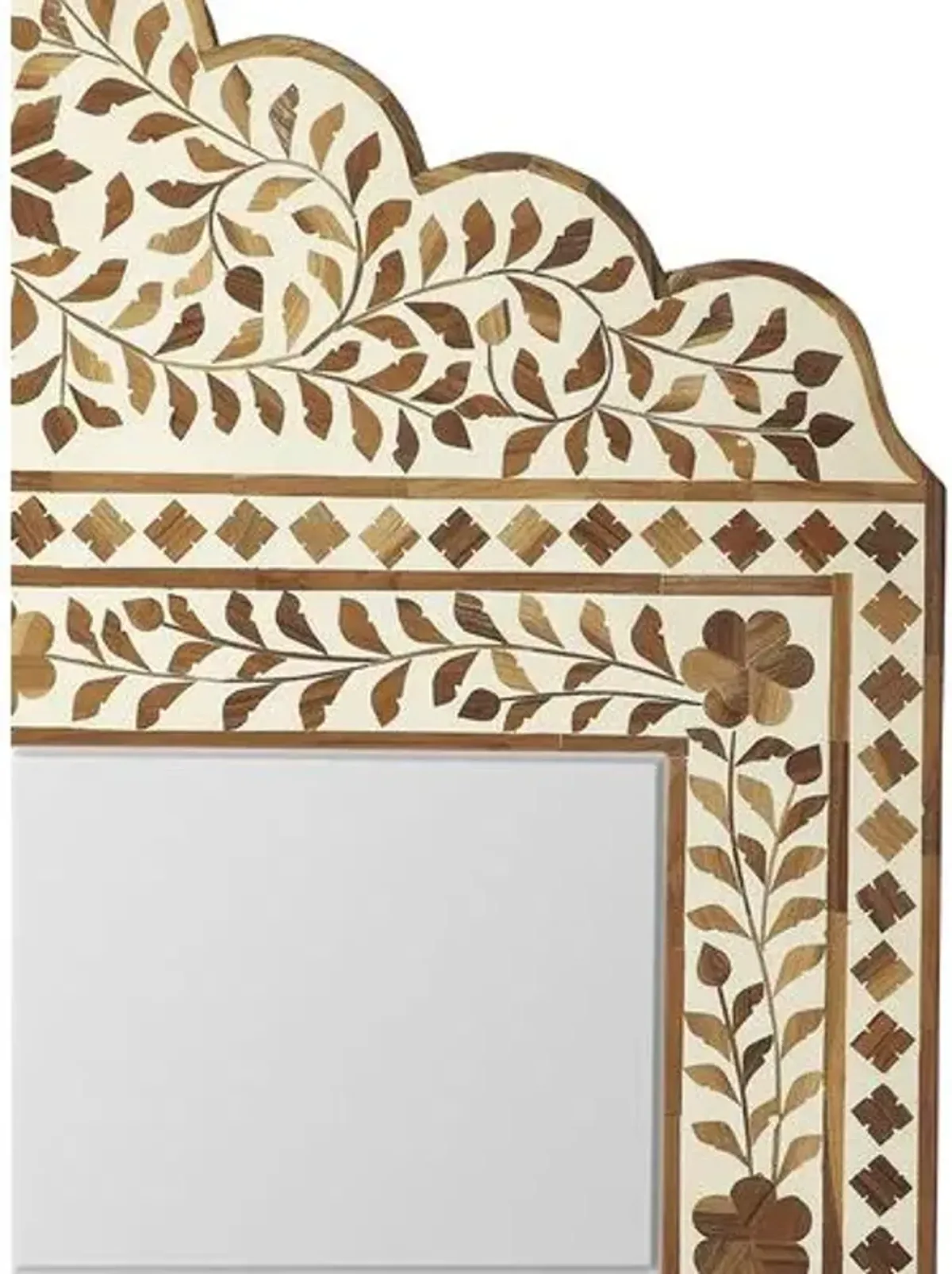 Lambeth Teak-Inlay Wall Mirror - Ivory - Handcrafted