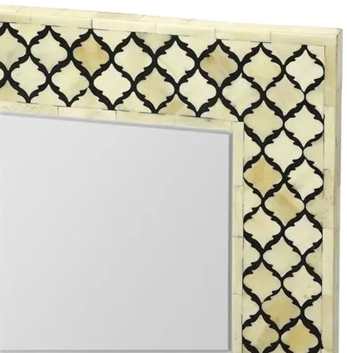 Mardell Bone Inlay Wall Mirror - Black/Ivory - Handcrafted