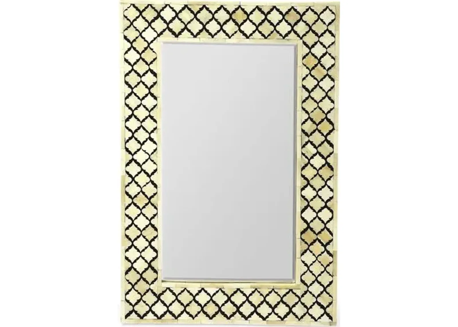 Mardell Bone Inlay Wall Mirror - Black/Ivory - Handcrafted