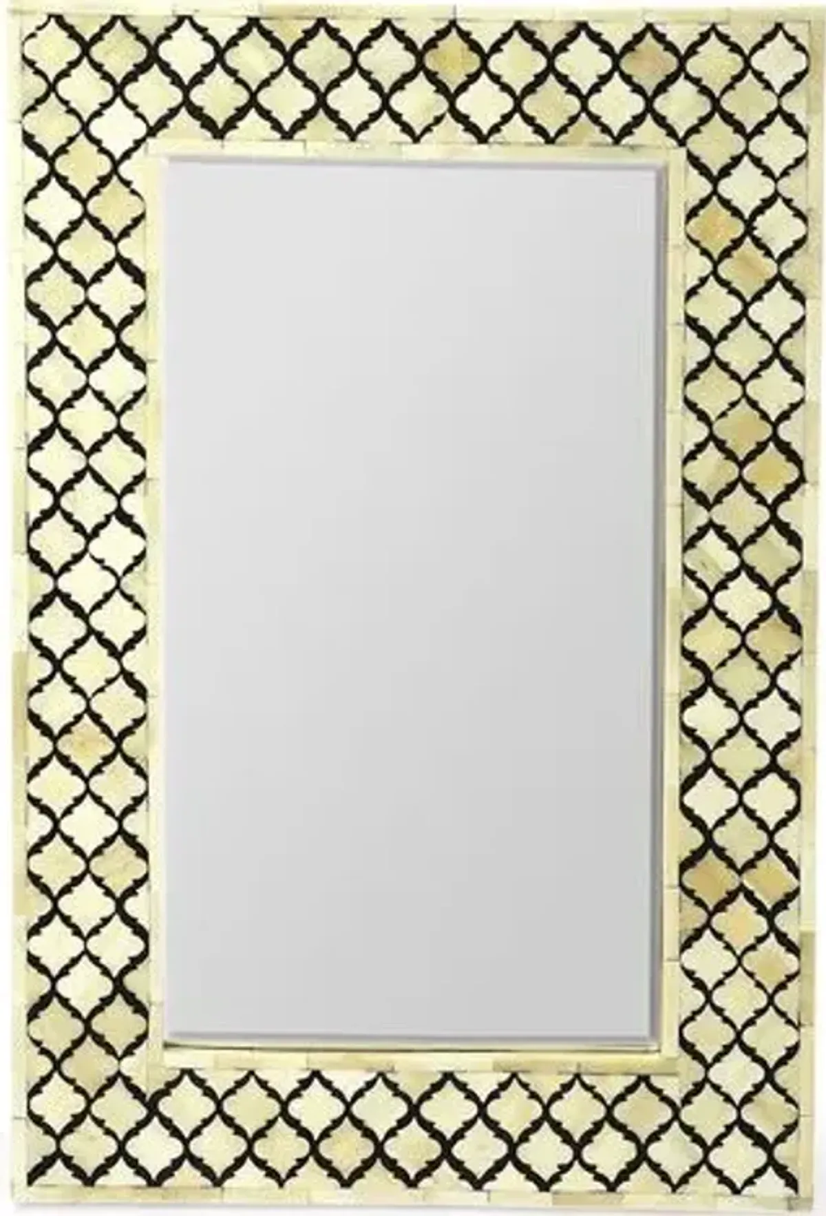 Mardell Bone Inlay Wall Mirror - Black/Ivory - Handcrafted