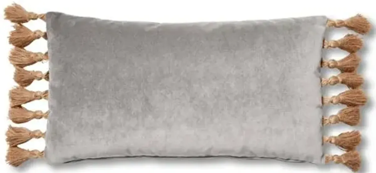 Lou 12x23 Lumbar Pillow - Light Gray Velvet