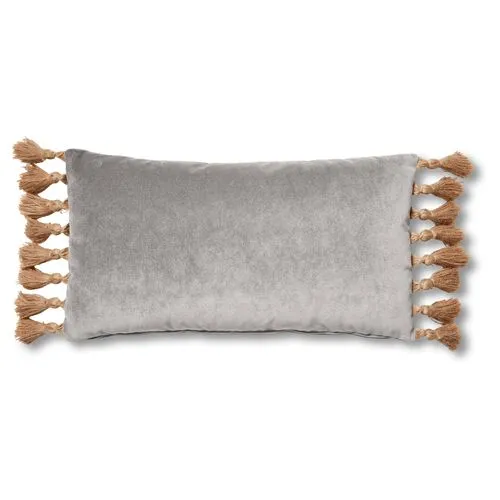 Lou 12x23 Lumbar Pillow - Light Gray Velvet