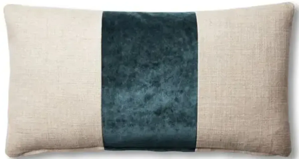 Blakely 12x23 Lumbar Pillow - Natural/Teal