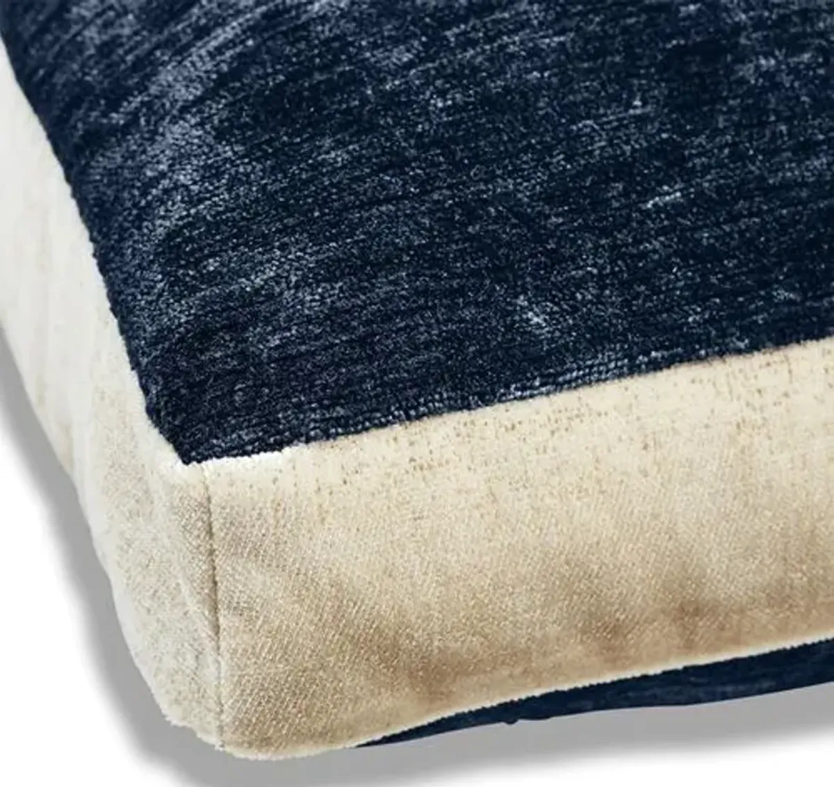 Hannah 22x22 Box Pillow - Indigo/Cream Velvet