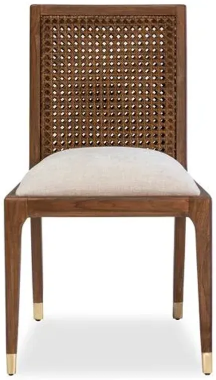 Lido Cane Side Chair - Teak/Beach Crypton - Brownstone Furniture - Beige