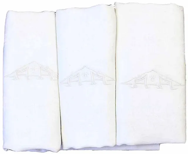 Antique French Linen "AA" Napkins - Set of 6 - Rose Victoria - White