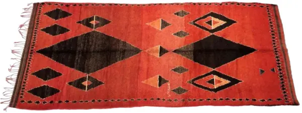 Vintage Moroccan Medouna Rug - Habibi Imports - Orange - Orange