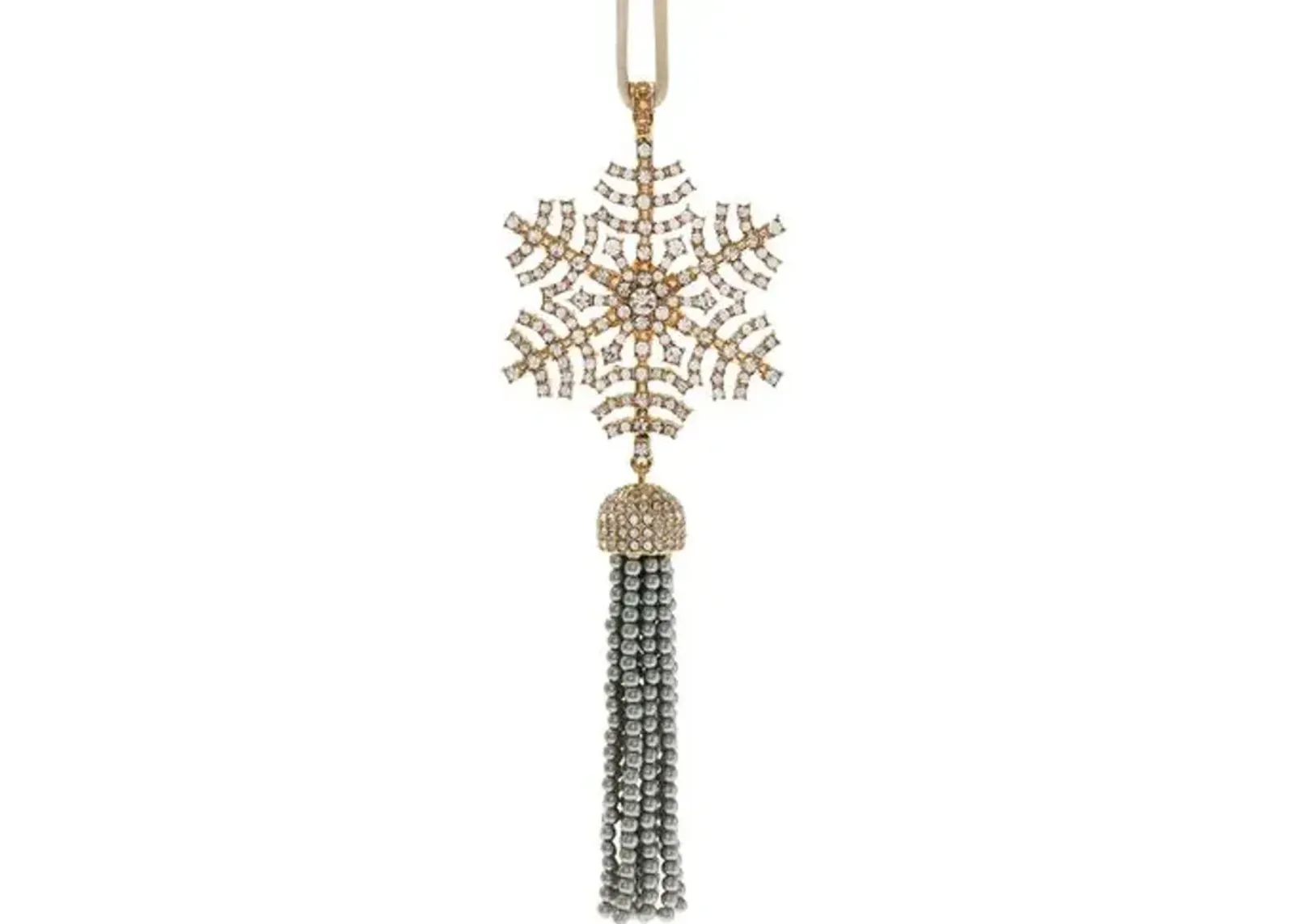 Snowflake Tassel Ornament - Gold/Gray - Joanna Buchanan