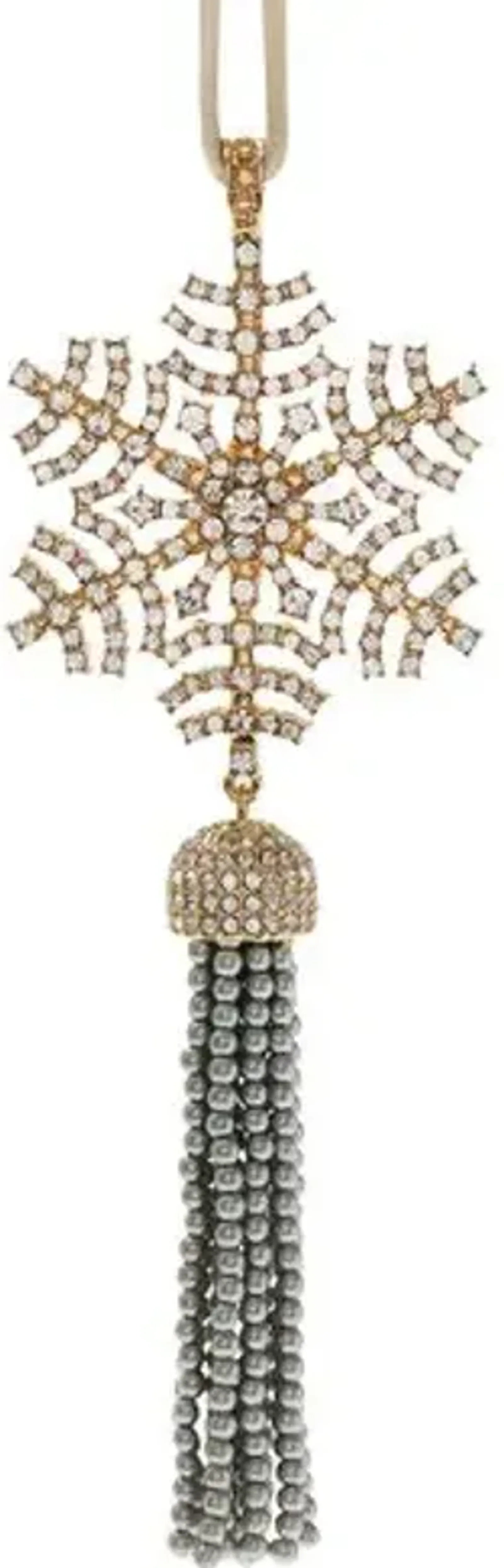 Snowflake Tassel Ornament - Gold/Gray - Joanna Buchanan