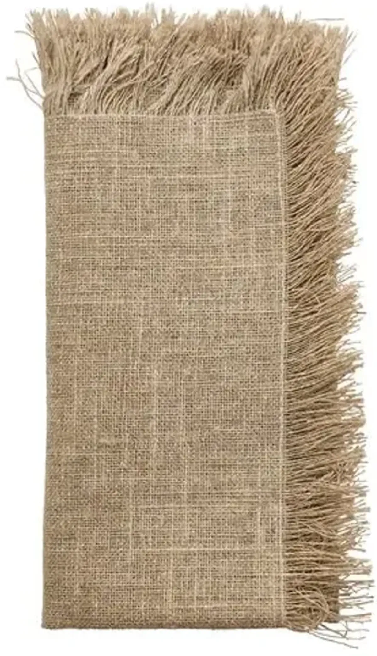 Set of 4 Fringe Napkin - Natural/Silver - Kim Seybert