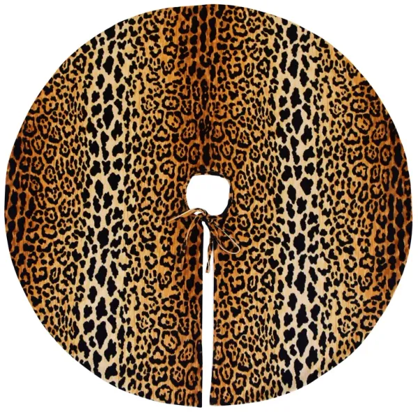 53" Leopard Velvet Christmas Tree Skirt - Brown