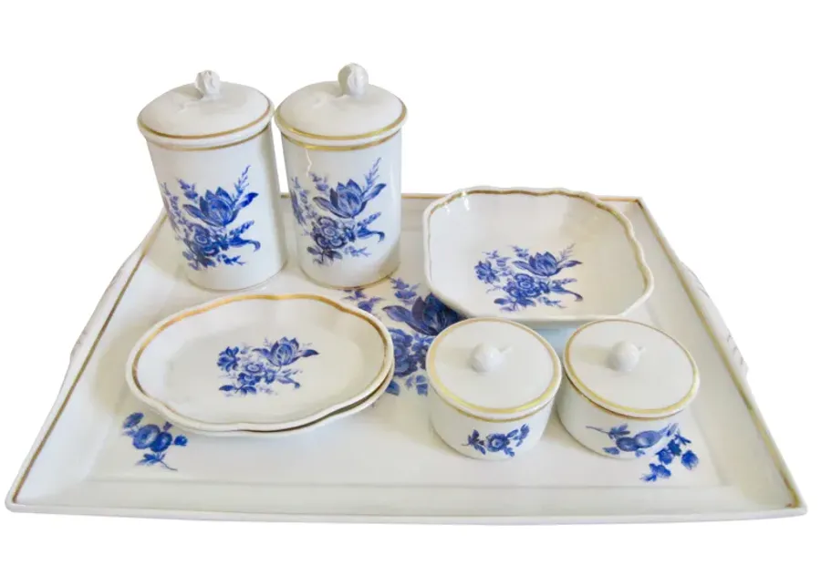 Ginori Italian Gilt Porcelain Vanity Set - The Emporium Ltd. - White