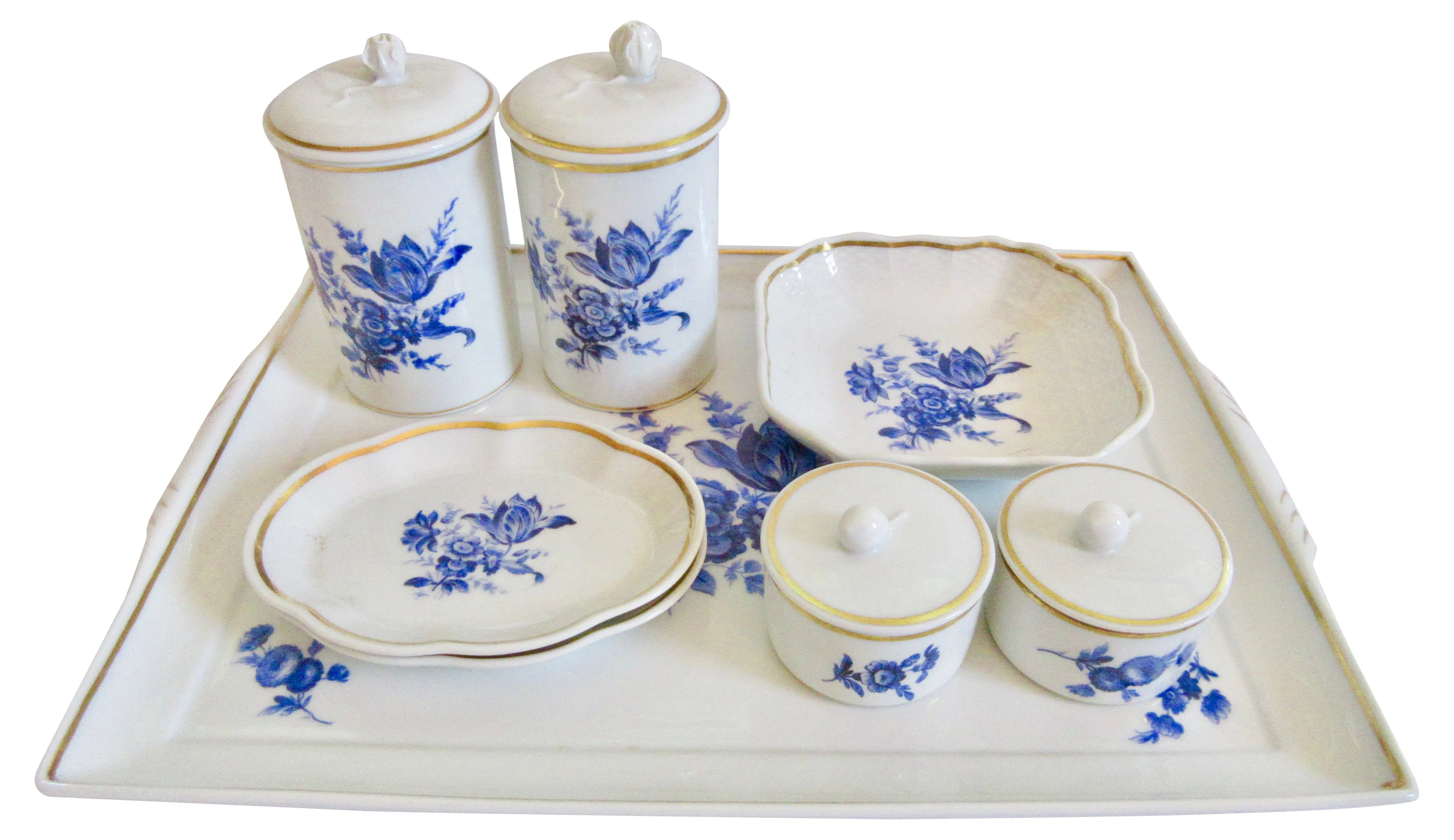 Ginori Italian Gilt Porcelain Vanity Set - The Emporium Ltd. - White