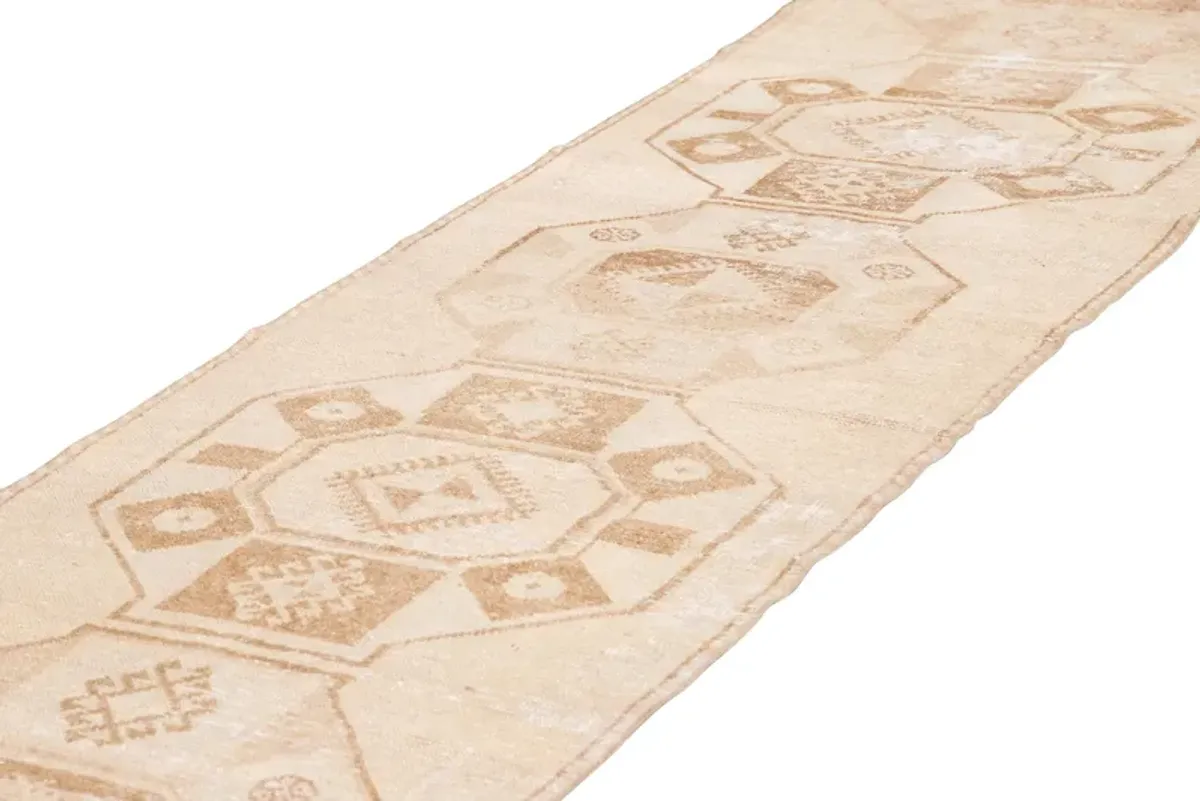 Vintage Turkish Wool Runner Rug - Apadana - Ivory - Ivory