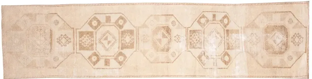 Vintage Turkish Wool Runner Rug - Apadana - Ivory - Ivory