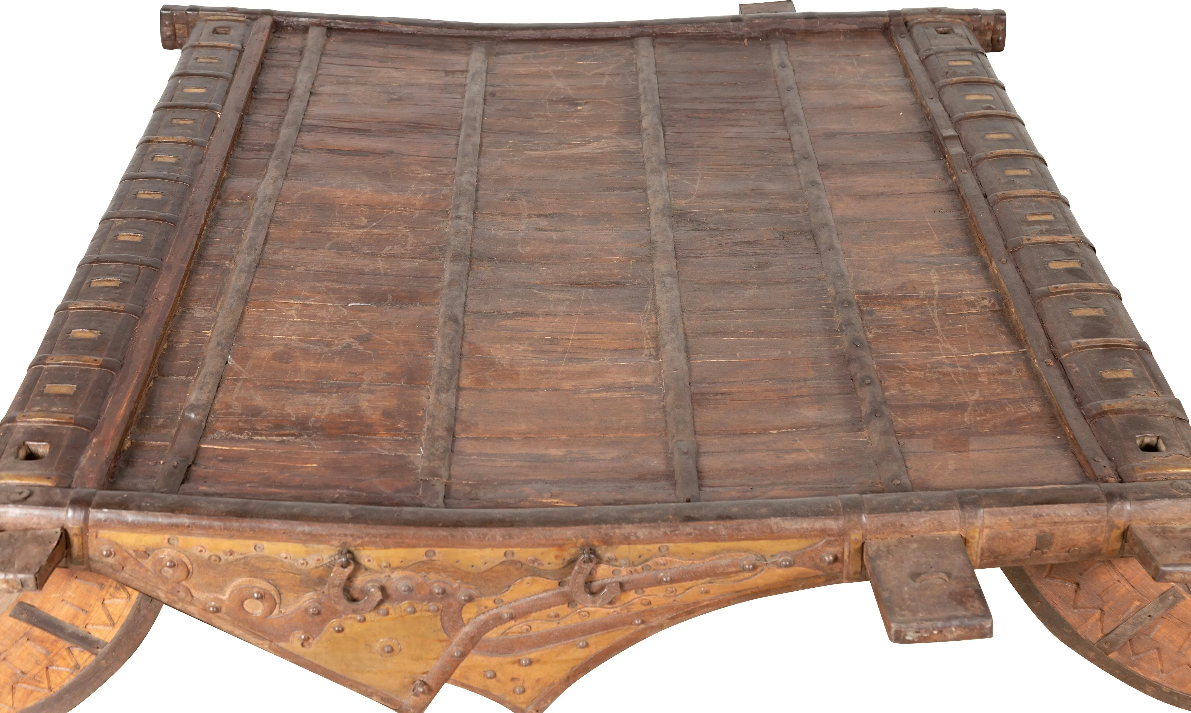 Indian Rustic Wood Ox Cart Coffee Table - FEA Home - Brown