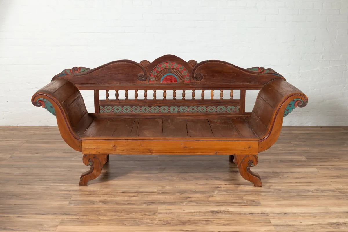 Plantation Javanese Teak Settee - FEA Home - Brown