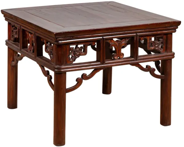 Chinese Side Table with Open Fretwork - FEA Home - Brown