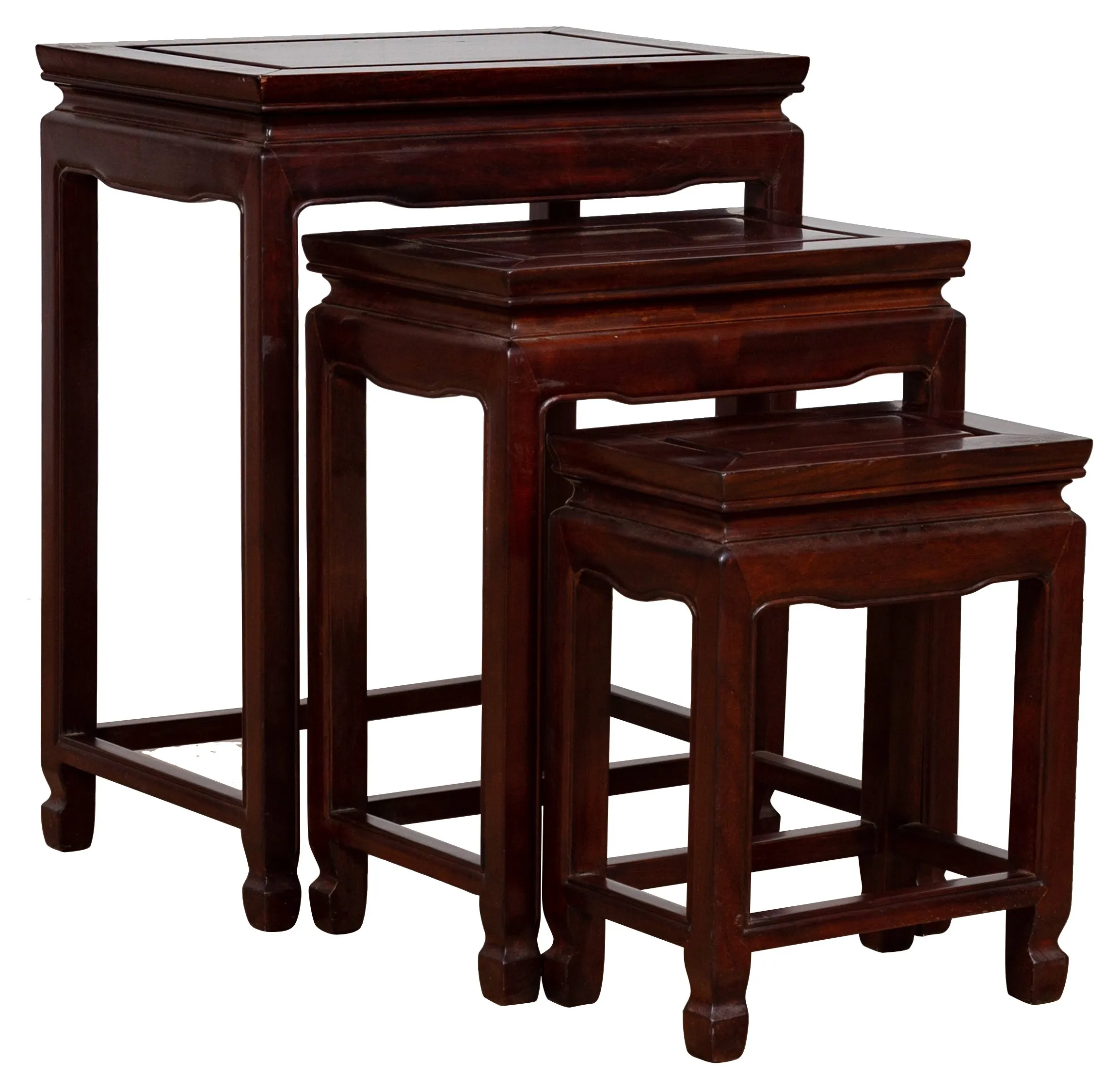 Three Chinese Rosewood Nesting Tables - FEA Home - Brown