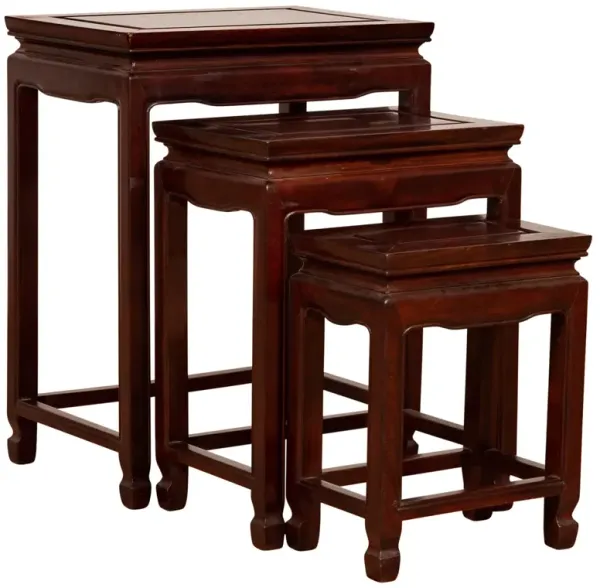 Three Chinese Rosewood Nesting Tables - FEA Home - Brown