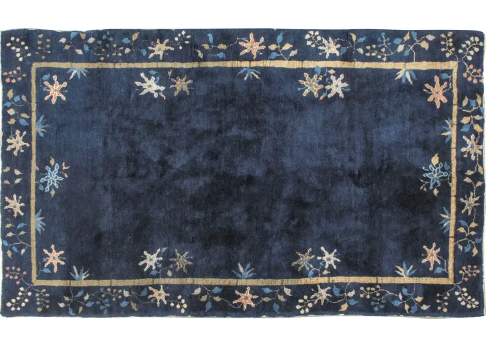 Art Deco Chinese Rug 4' X 6'7 - Blue - Blue